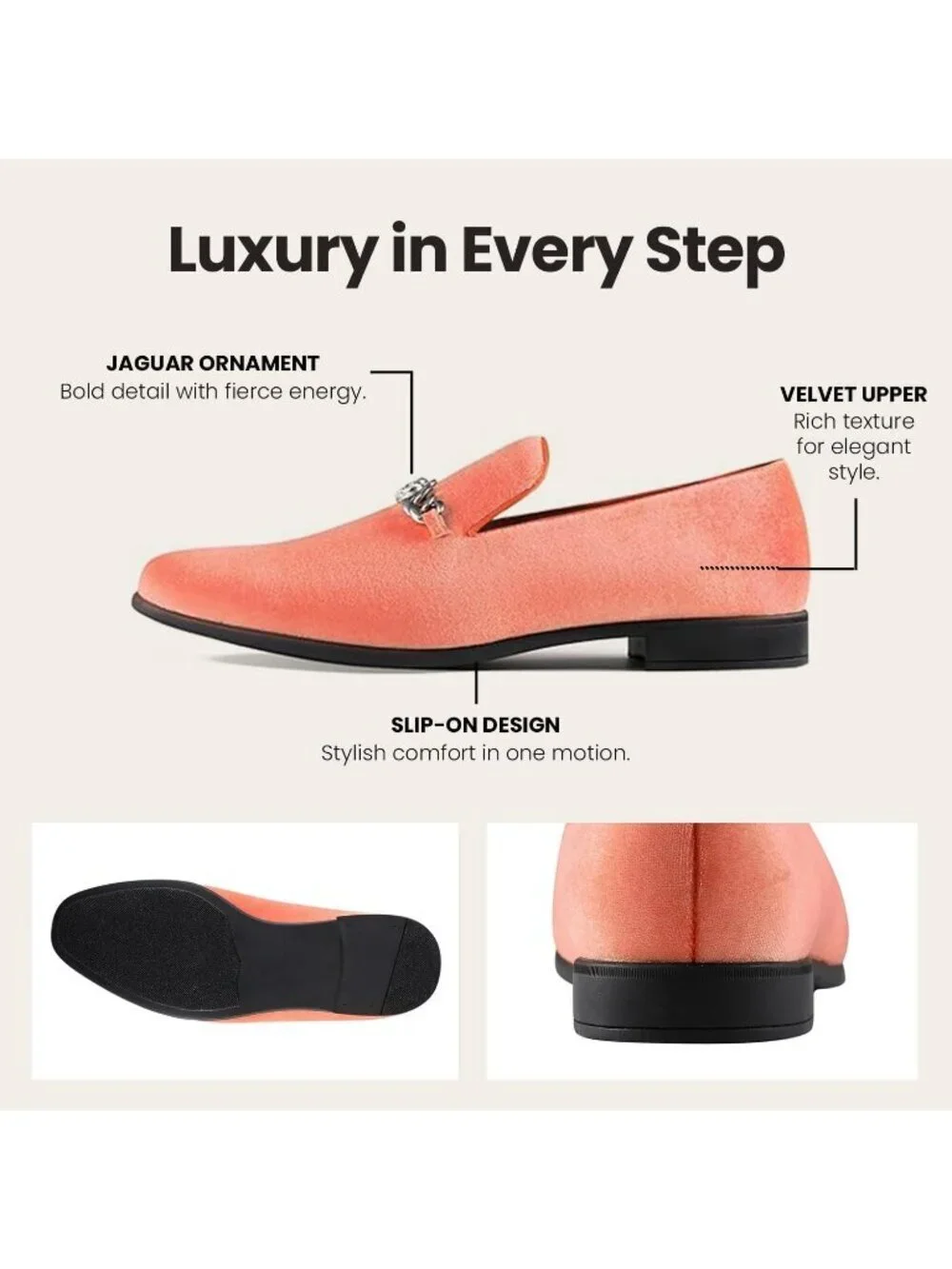 Amali Men's Orange Velvet Loafer Metal Chain Buckle Slip On Smoking Tuxedo Shoes
